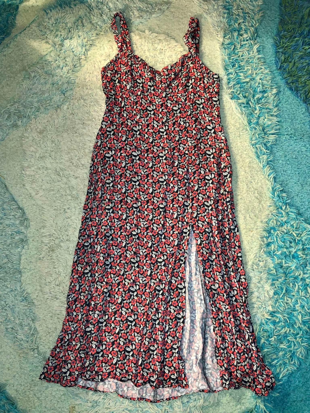 Zara Sweetheart Neckline Floral Midi Dress Size L